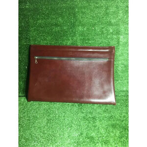 Vintage Mens hazel leather travel bag hinge messenger bag burgundy 17.5/12